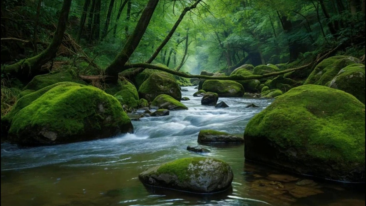 Fast Flowing River in the Jungle 🌱 Nature Sounds for Focus, Study & Deep Work