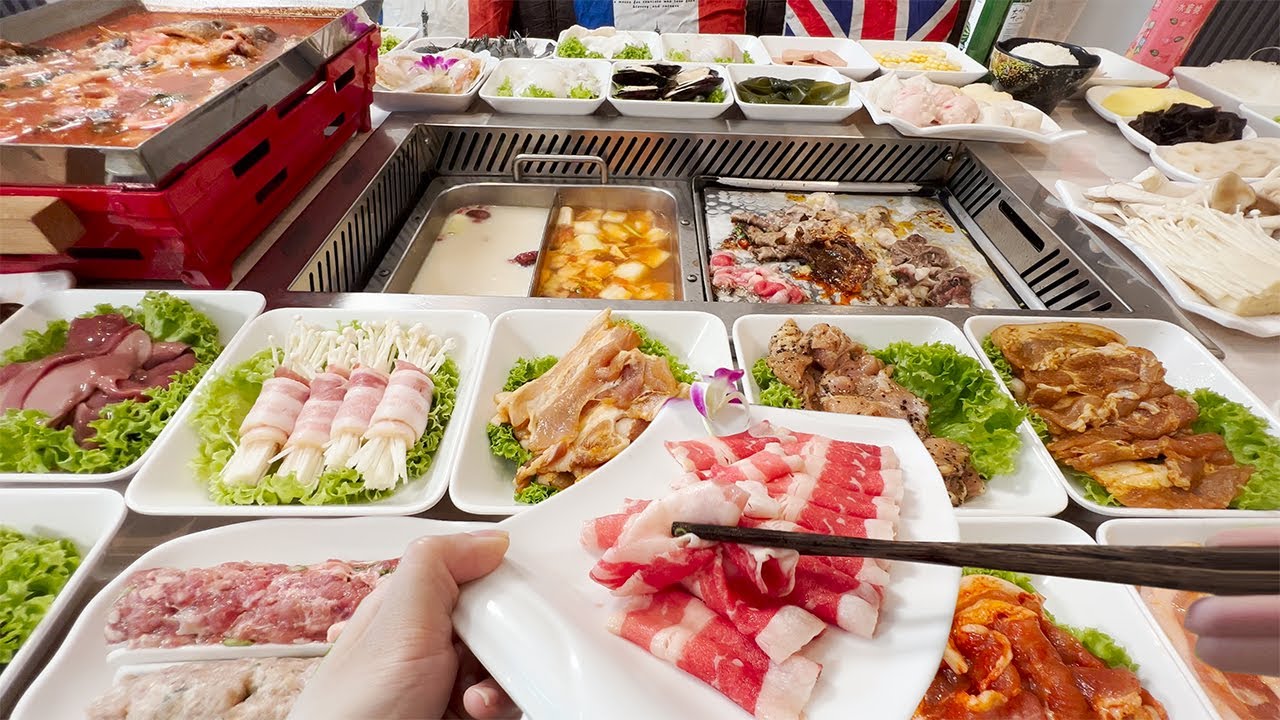 All You Can Eat Hotpot Bbq Grill Buffet Mukbang in Singapore at Ding Garden