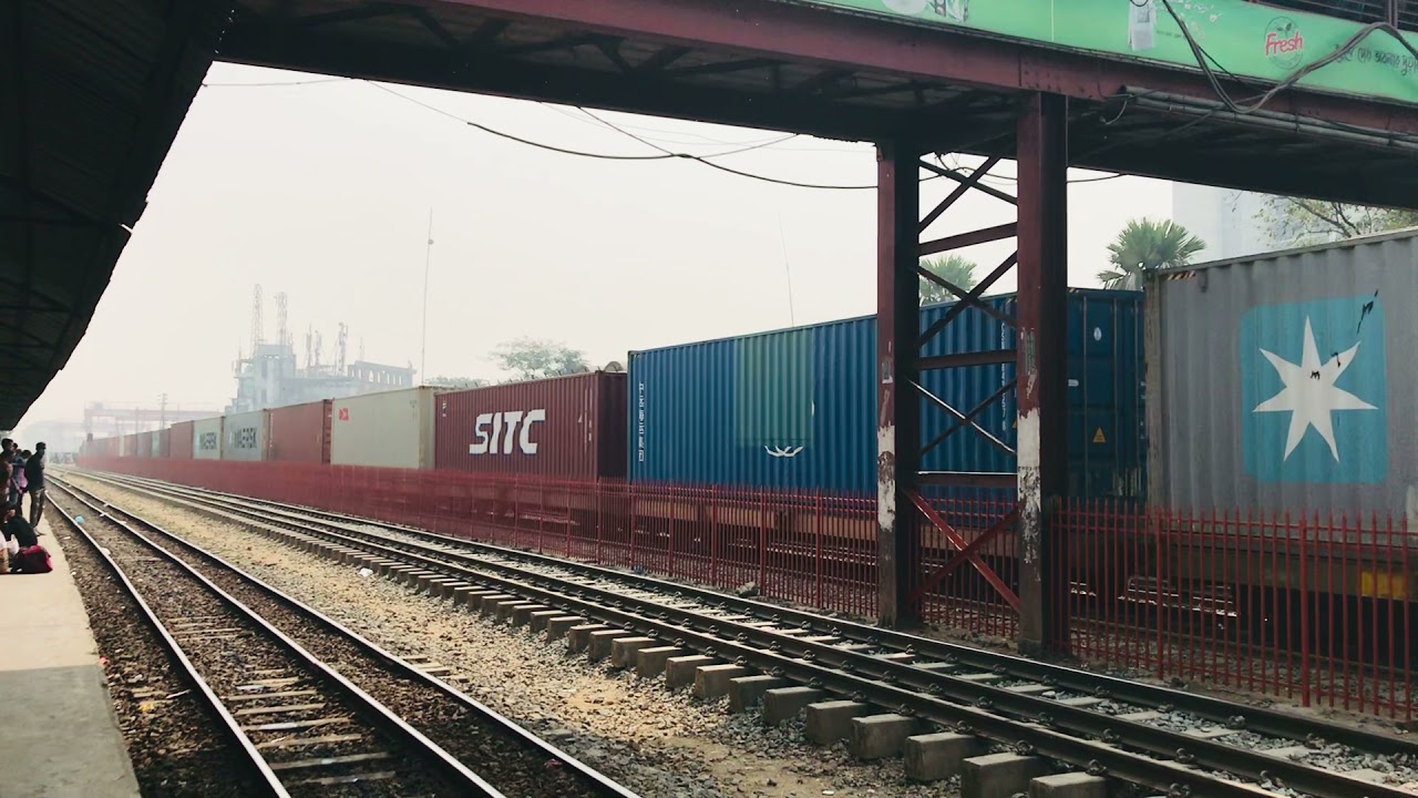 Chittagong Bound Most Famous Bangladeshi Container Train Passing Dhaka Biman Bandor Railway Station