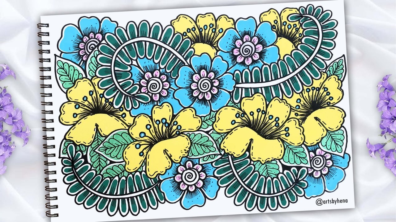 🌺How To Draw Floral Art | Floral Zentangle Art For Beginners🌺