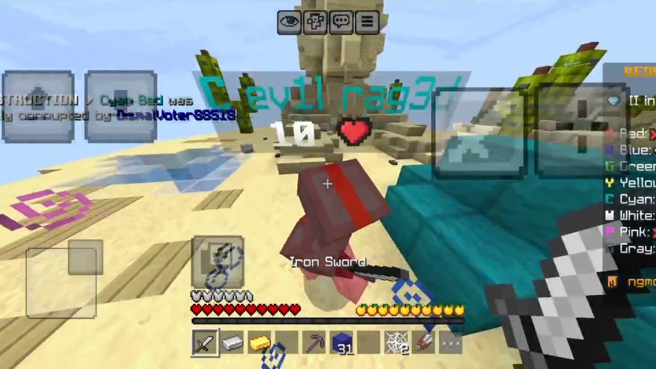Bedwars, Destroying pc players 🔥