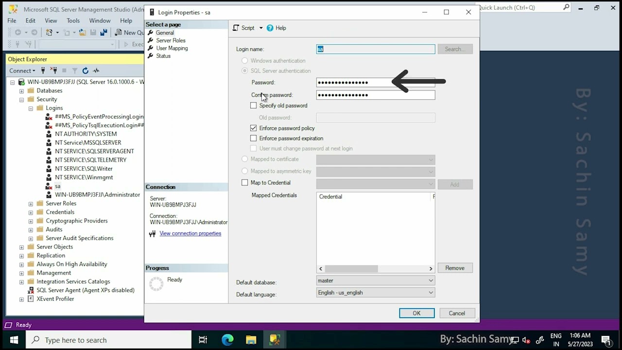 Включить аутентификацию SQL Server