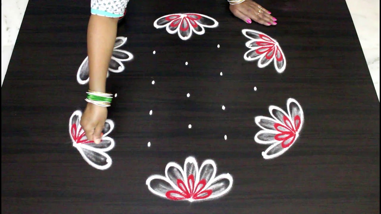 Beautiful n simple peacock  muggulu with dots ||  new easy  rangoli  kolam designs