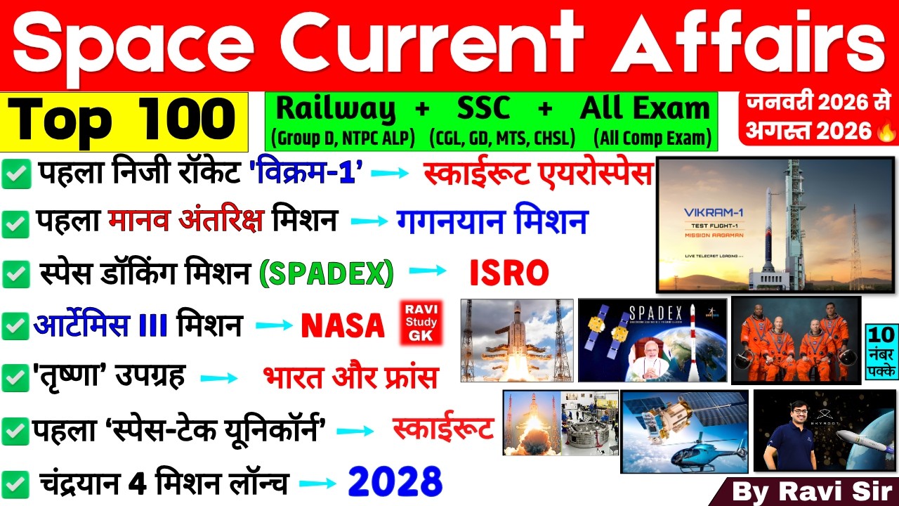 Space Current Affairs 2026 | ISRO Space mission 2025 | Space Science 2026 | NASA ISRO Mission 2026