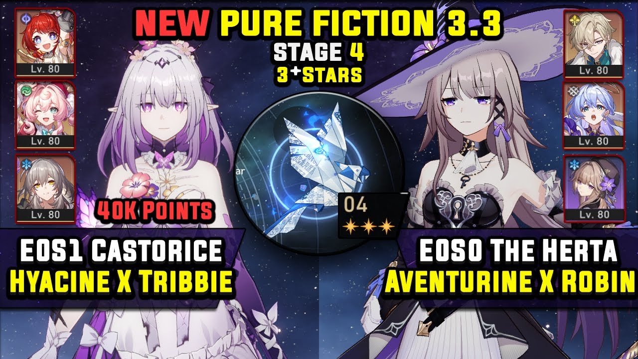E0 Castorice Carry W/ Hyacine & E0 The Herta Carry (3 Stars) Pure Fiction 4 Honkai Star Rail 3.3