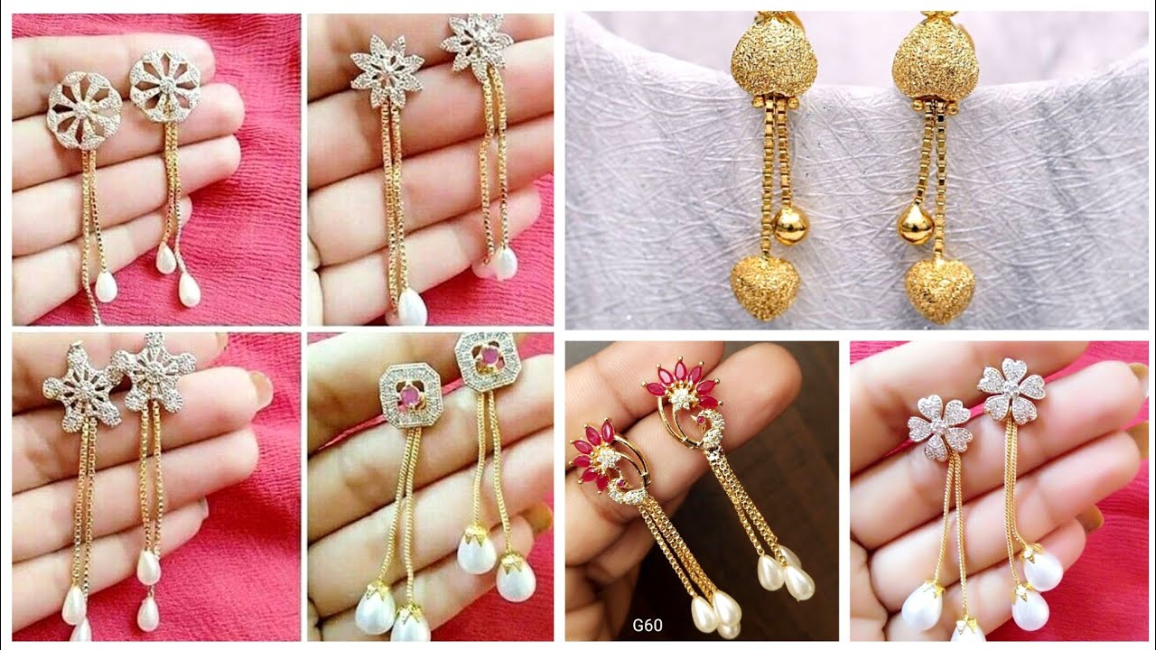 Top Beautiful And Latest Gold Earrings Designs With Rhinestone And Ruby part 4