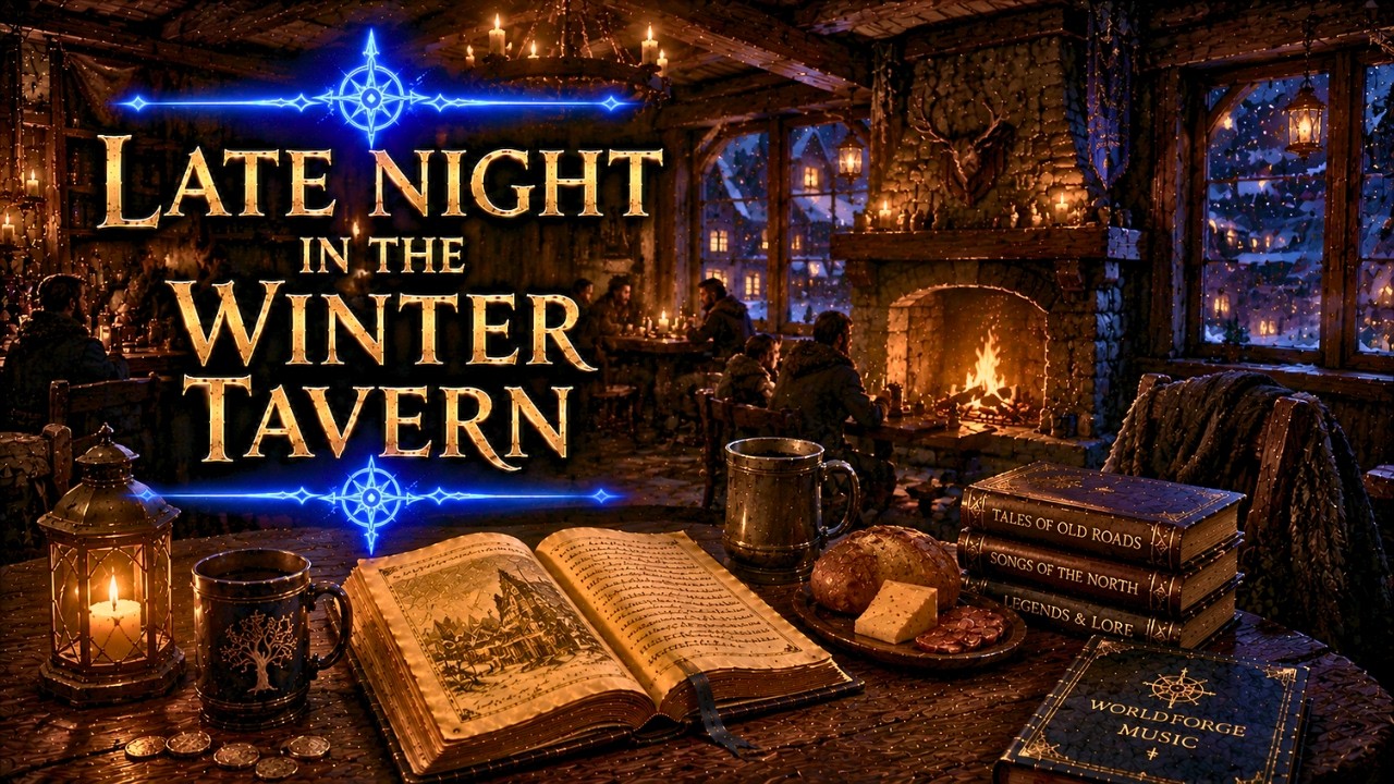Late Night in the Winter Tavern ❄🔥 Cozy Medieval Study Music (2 Hours)