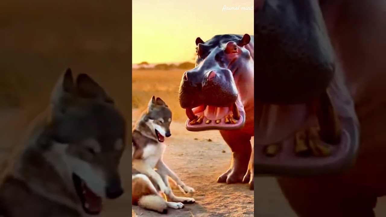 Hippo Saves Itself from Wolf Attack 🦛🐺 | Wild Survival Moment 🌿🔥 