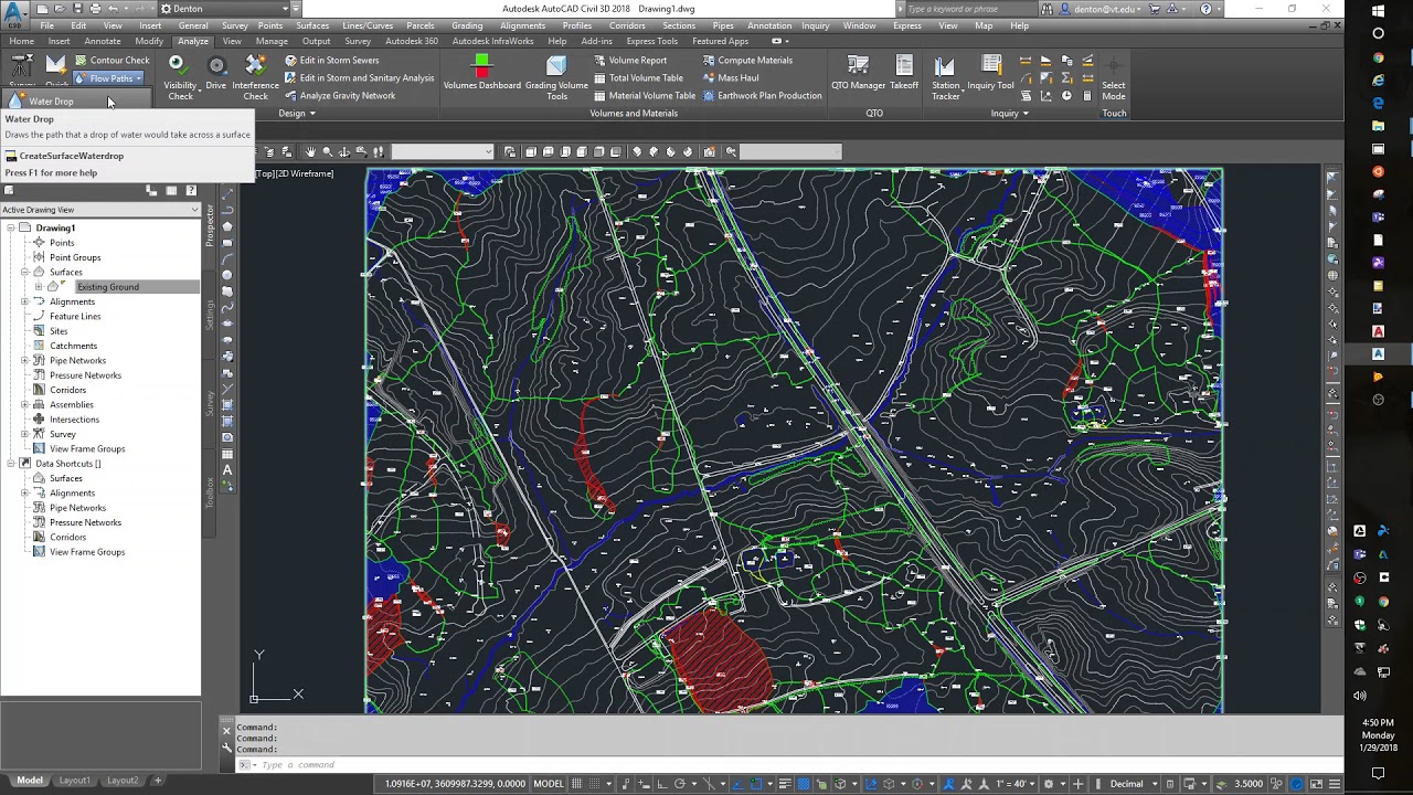 15 Surface display styles watershed and quick profile