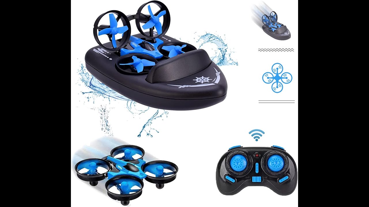 AIROKA H36F Mini Drone for Kid 3 in 1 Sea Land Air Flight 4-Axis Quadcopter Boat RC Helicopter