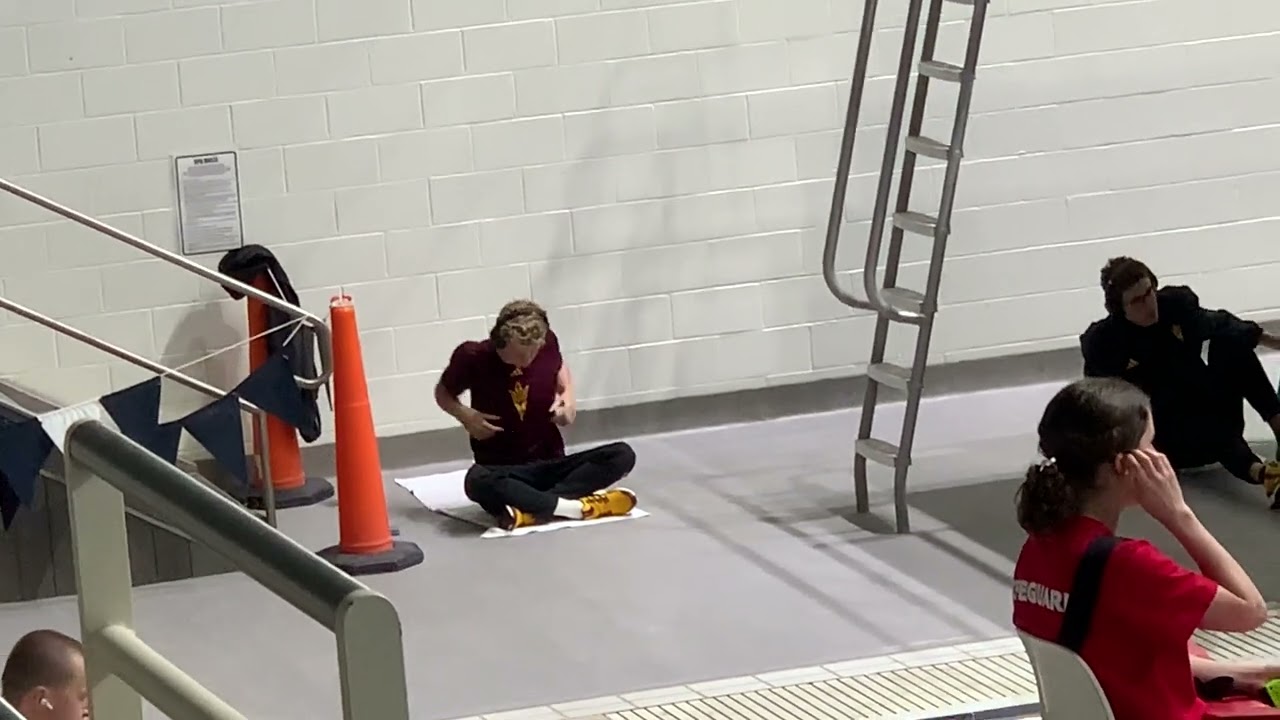 My view of the L&eacute;on Marchand pool deck warm-up for finals session (9 March 2024)