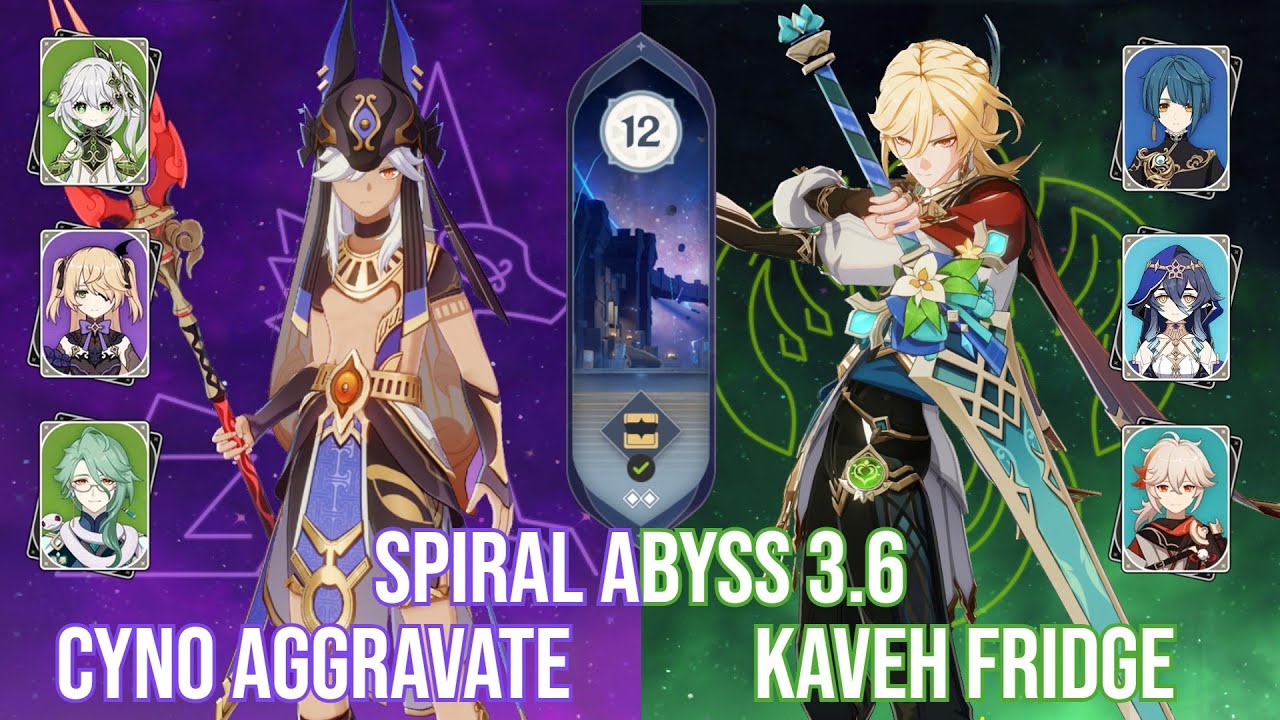 C0 Cyno Aggravate and C6 Kaveh Fridge - Genshin Impact Abyss 3.6 - Floor 12 9 Stars