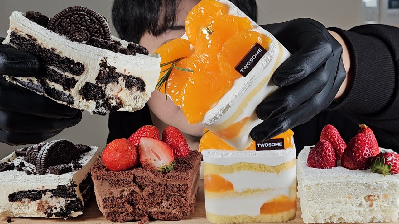 ASMR 투썸플레이스 금귤 생크림 케이크 화이트 스초생 아박 케이크🍰 먹방!! Cake Dessert Mukbang!!