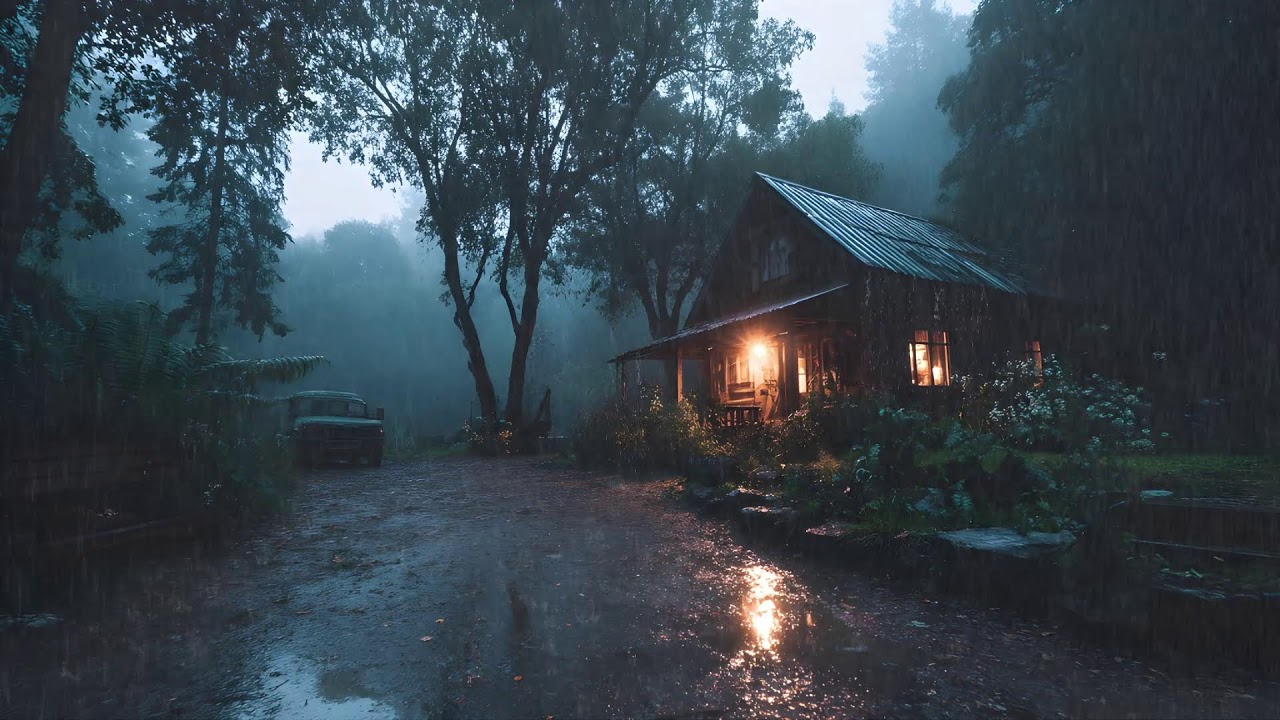 Night Rain Sounds in a Traditional House in the Forest 🌧️ Calm Sleep Ambience for Insomnia Relief