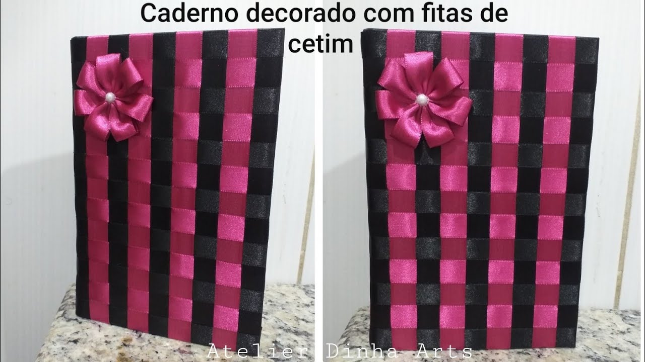 Caderno decorado com fitas de cetim (2)