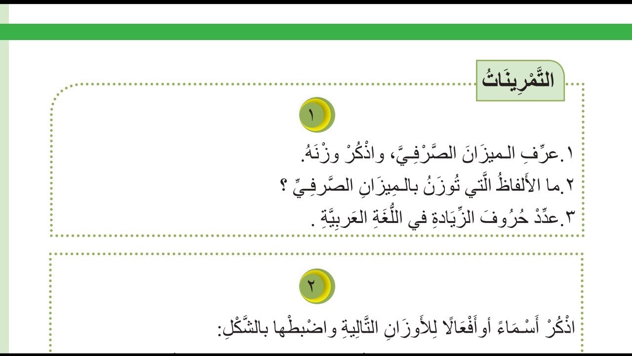 حل تمارين الميزان الصرفي قواعد للصف الثاني المتوسط 2022