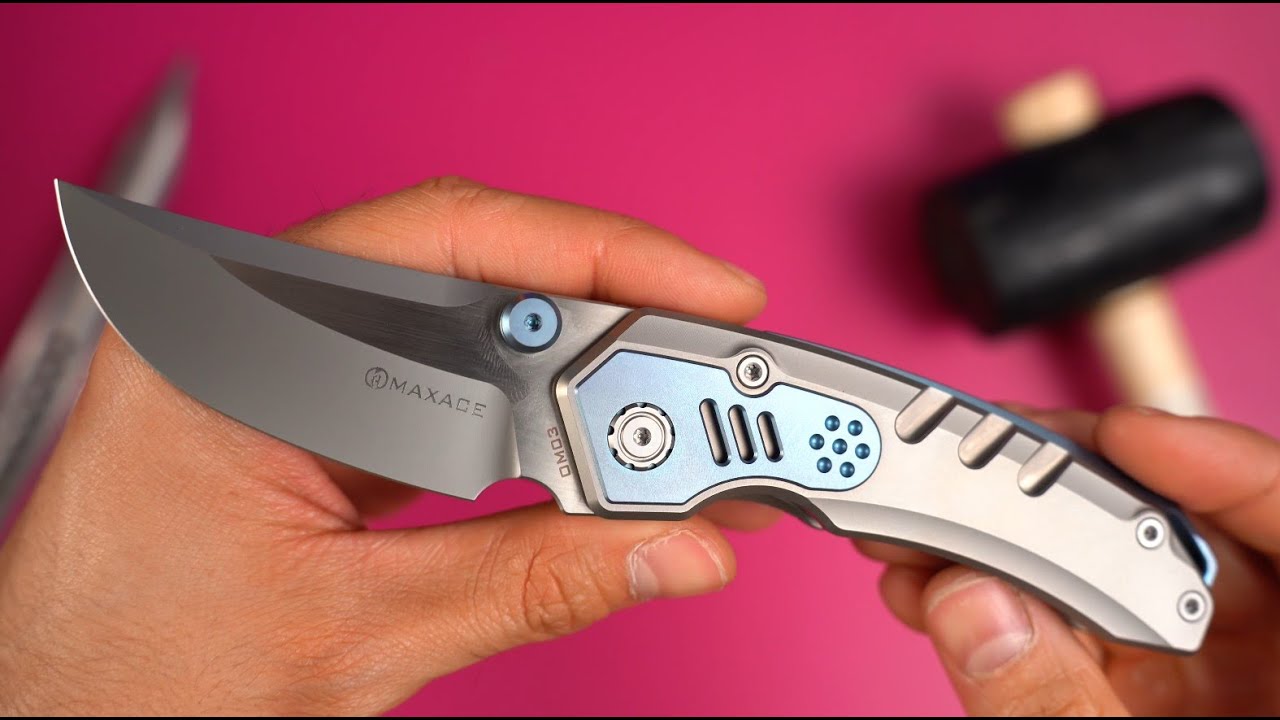 Нож Maxace BlackLight-02 сталь M390 рукоять Beadblast/Blue Titanium