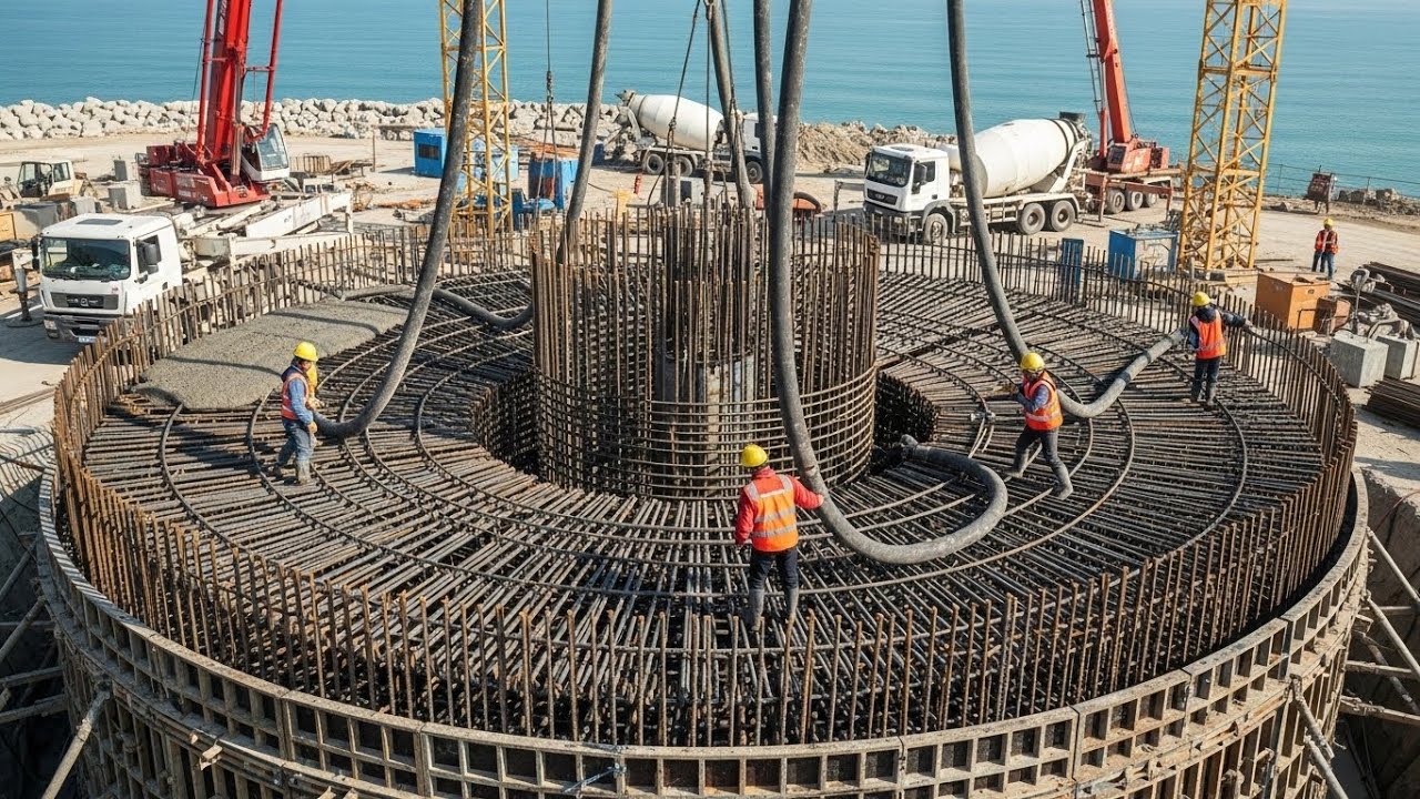 Inside the largest coastal concrete factory – The process of casting giant bridge piers full process