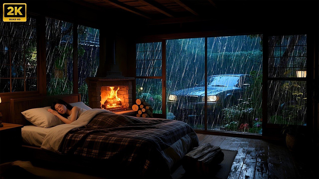 You’ll Fall Asleep in 5 Minutes 🌧️ Cozy Rain & Fireplace Ambience