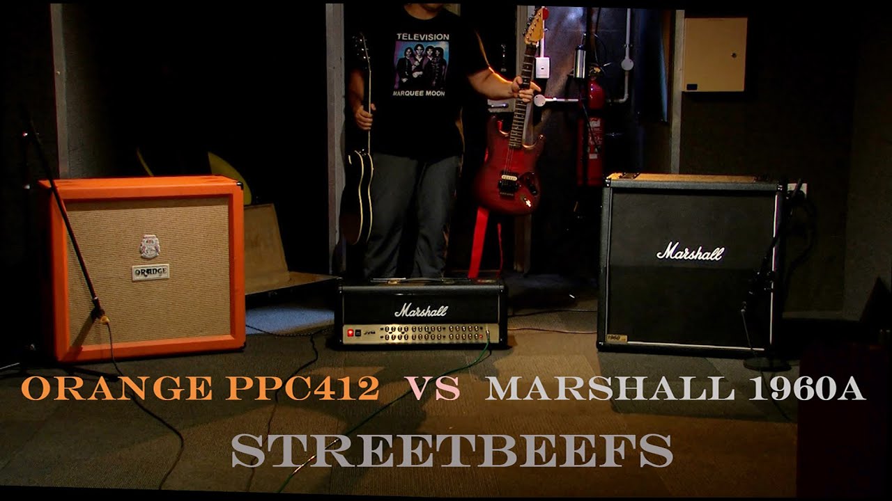 Orange PPC412 vintage 30 vs Marshall 1960a g12t-75 (The fully visible cab is the one I&rsquo;m using!)