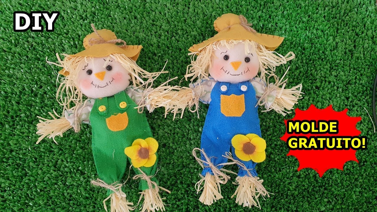 Como fazer ESPANTALHO pequeno Facil ,Faça e venda DIY festa JUNINA caipira -CRAFT straw man