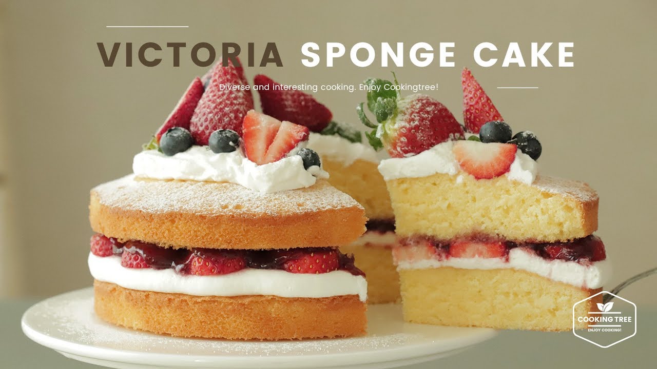 빅토리아👑 스펀지 케이크 만들기 : Victoria Sponge Cake Recipe : ヴィクトリアスポンジケーキ | Cooking tree