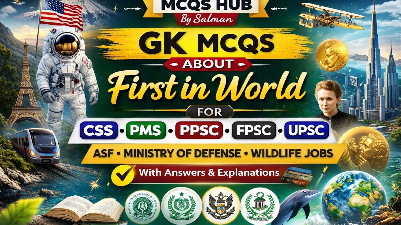 Most Important First in World GK MCQs | CSS PMS PPSC FPSC UPSC | ASF & MOD Jobs