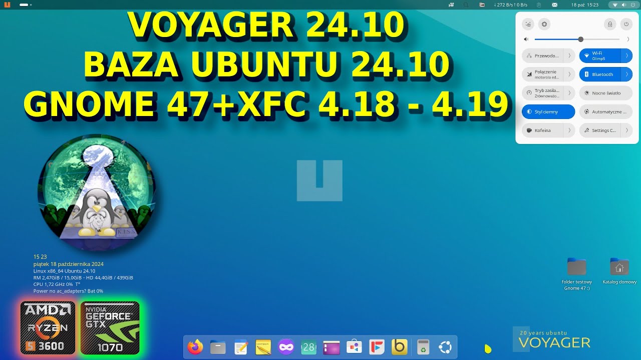 Voyager 24.10 Linux z Francji bazujący na Ubuntu 24.10 - Ładny i funkcjonalny system dla nowego ?