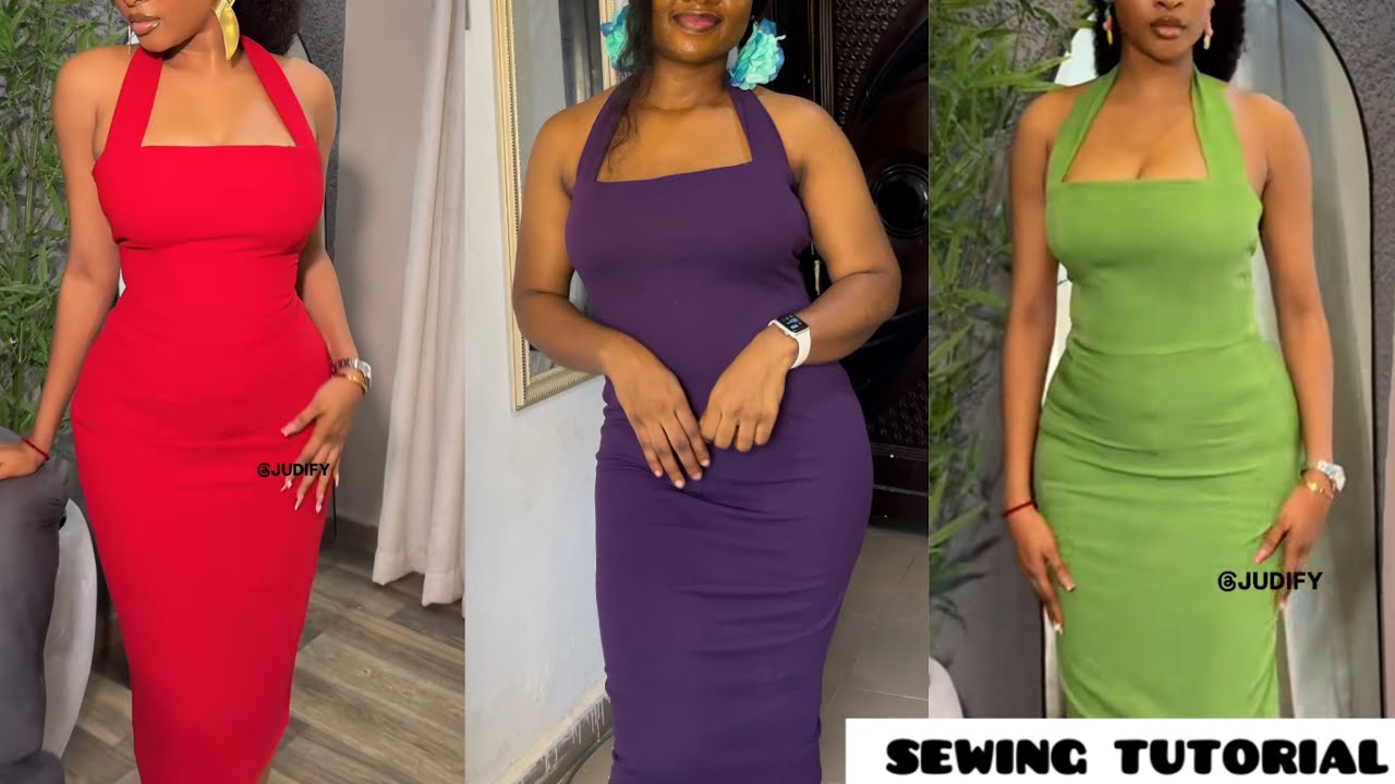 How to Make this Trendy Halter Neckline Midi Dress