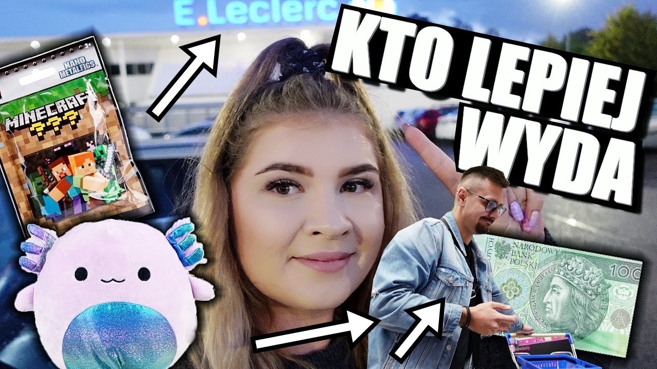 KTO LEPIEJ WYDAŁ 100ZŁ W WIELKIM MARKECIE 😀 CHALLENGE 💜 ZNALAZŁAM SŁODKIE SQUISHMALLOW 💜