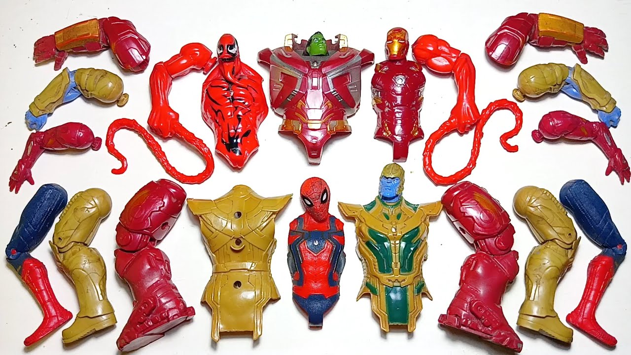 AVENGERS TOYS MARVEL'S, SPIDERMAN VS VENOM VS THANOS VS HULKBUSTER VS IRONMAN