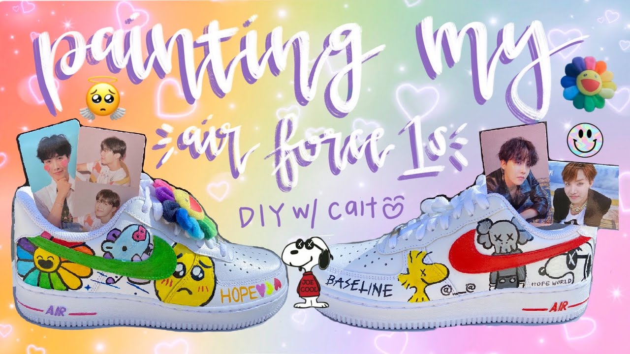 *✧･ﾟ:* PAINTING MY AIR FORCE ONES INSPIRED BY H☻BI ❀✿＊* HAPPY BIRTHDAY JH☻PE ♡ !!