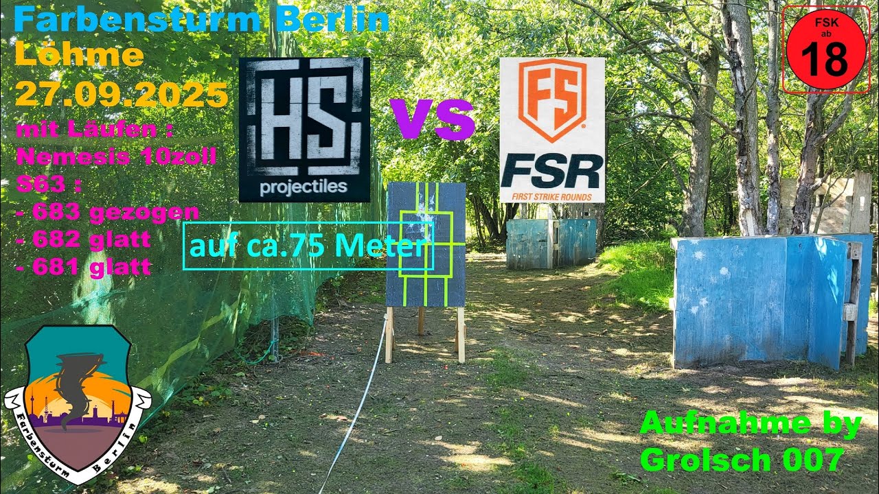 Farbensturm Paintball Vergleich FS vs HS 75m
