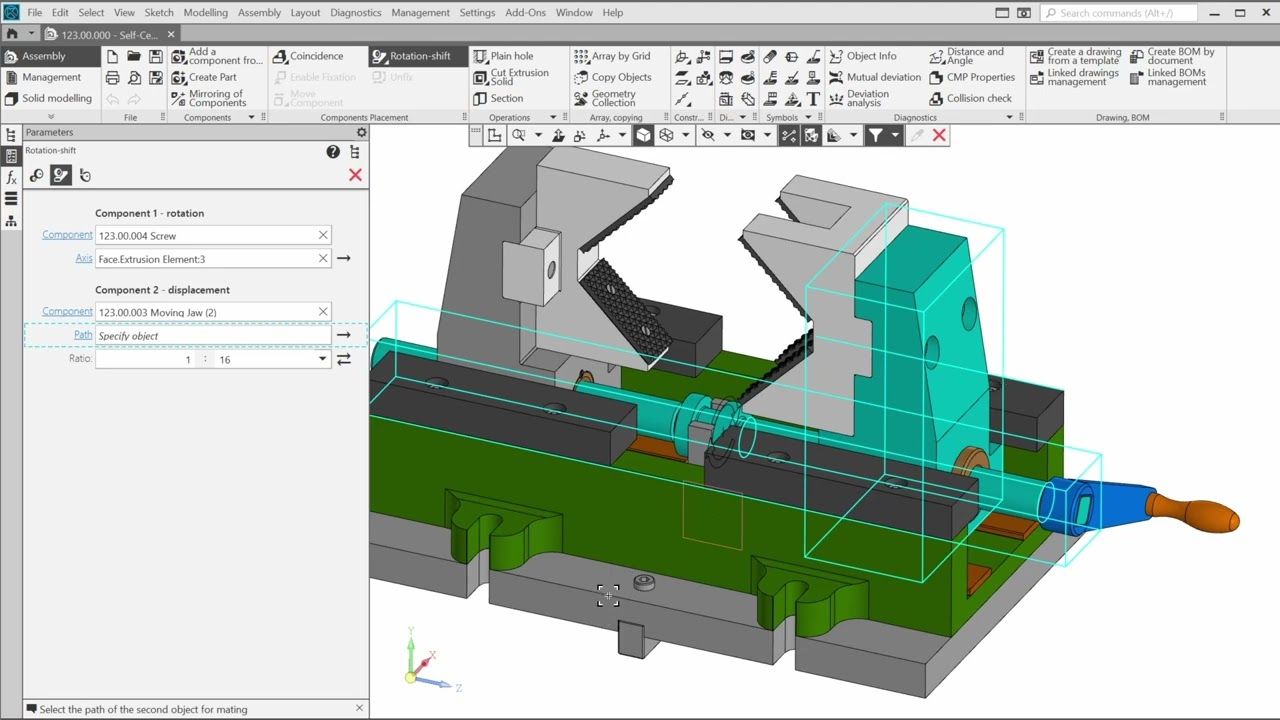 12 Adding a Mechanical Mating in KOMPAS-3D CAD System