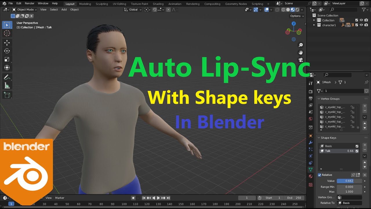 Auto Lip Sync with shape keys in blender