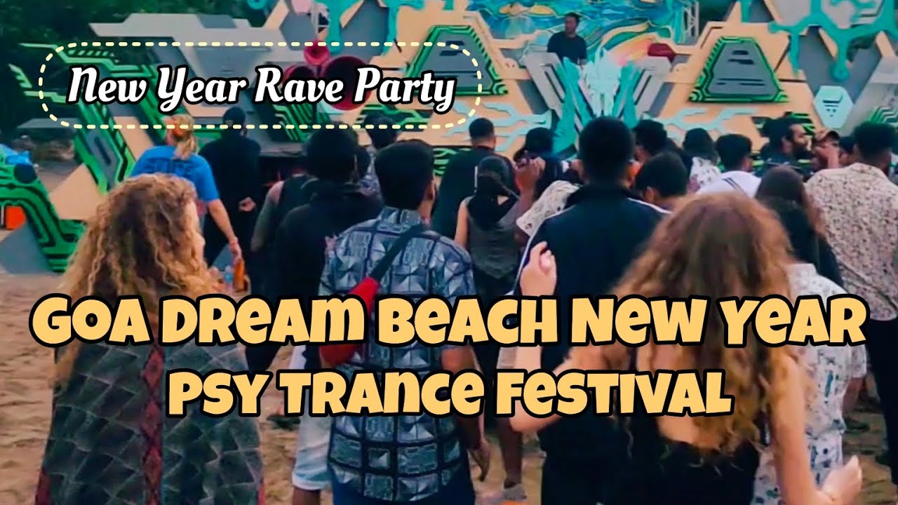 Goa New Year Rave Party at Dream Beach, Vagator. Reset Dark Psychedelic trance festival.