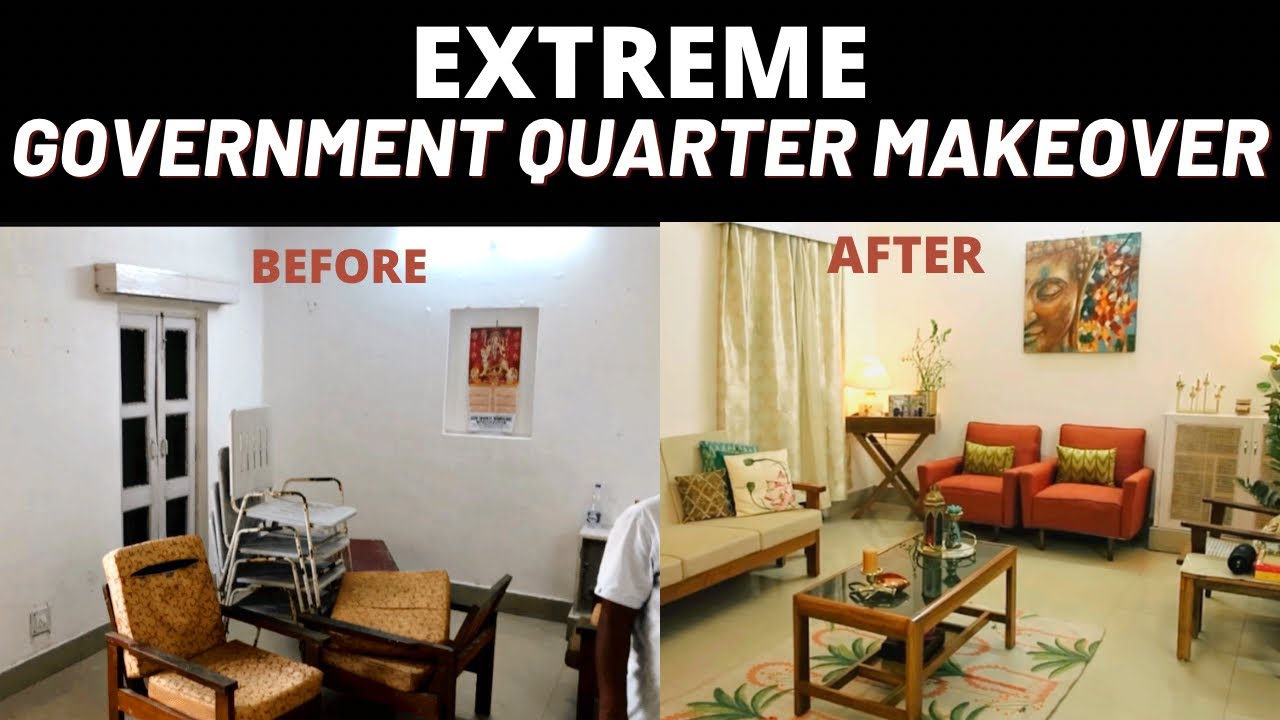 Extreme Government Quarter Makeover/ Drawing Room, Living Room Budget Makeover Ideas With Tips