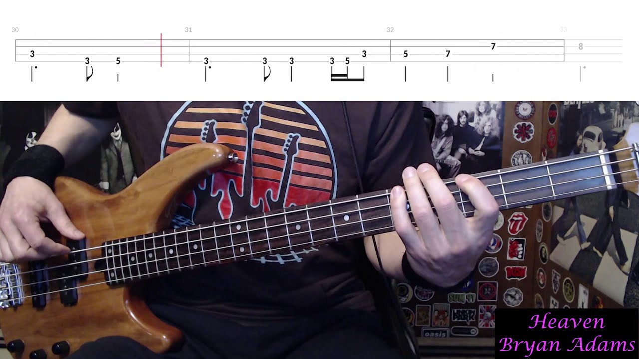 Heaven by Bryan Adams - Bass Cover with Tabs Play-Along