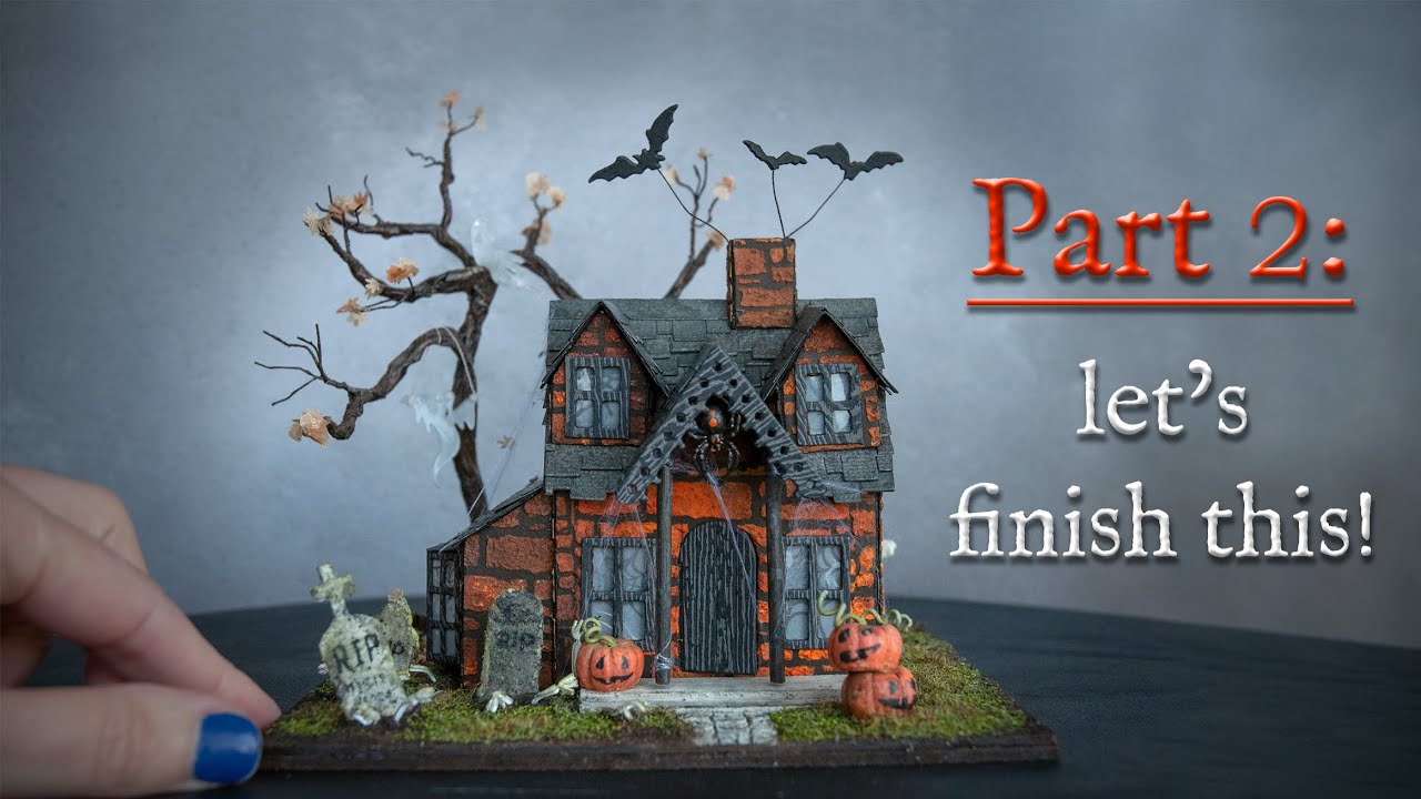 DIY (mini) miniature Halloween house Part 2 - the yard and decorations! 🎃