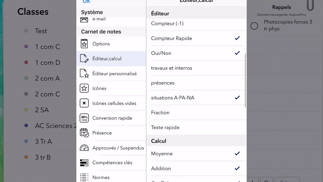 iDoceo: tutoriel 2 - le carnet de notes