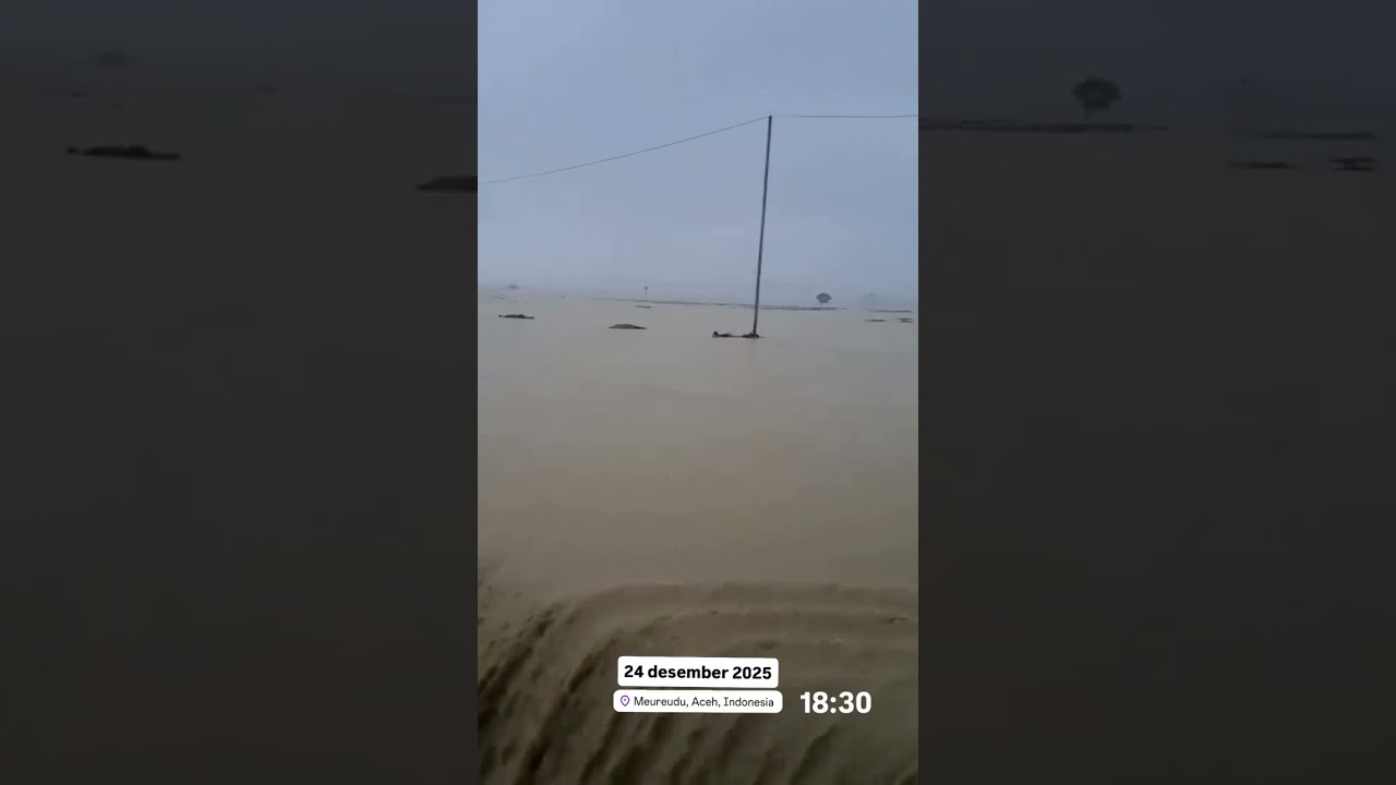 KONDISI JALAN LINTAS MEUREUDU ACEH - SUMATERA SAAT BANJIR BANDANG MELANDA🥹🥀‼️