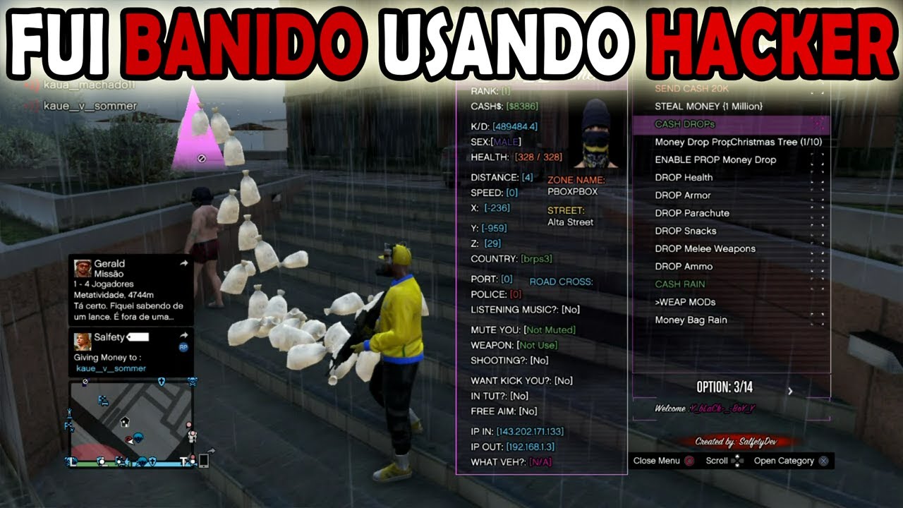 GTA V USANDO MOD MENU ATE SER BANIDO !!! [SERA QUE DEU CERTO]