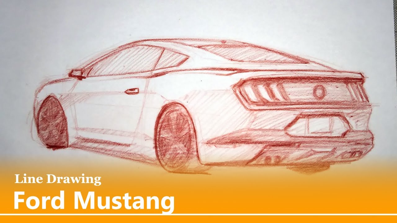 Line Drawing: Ford Mustang Rear perspective view