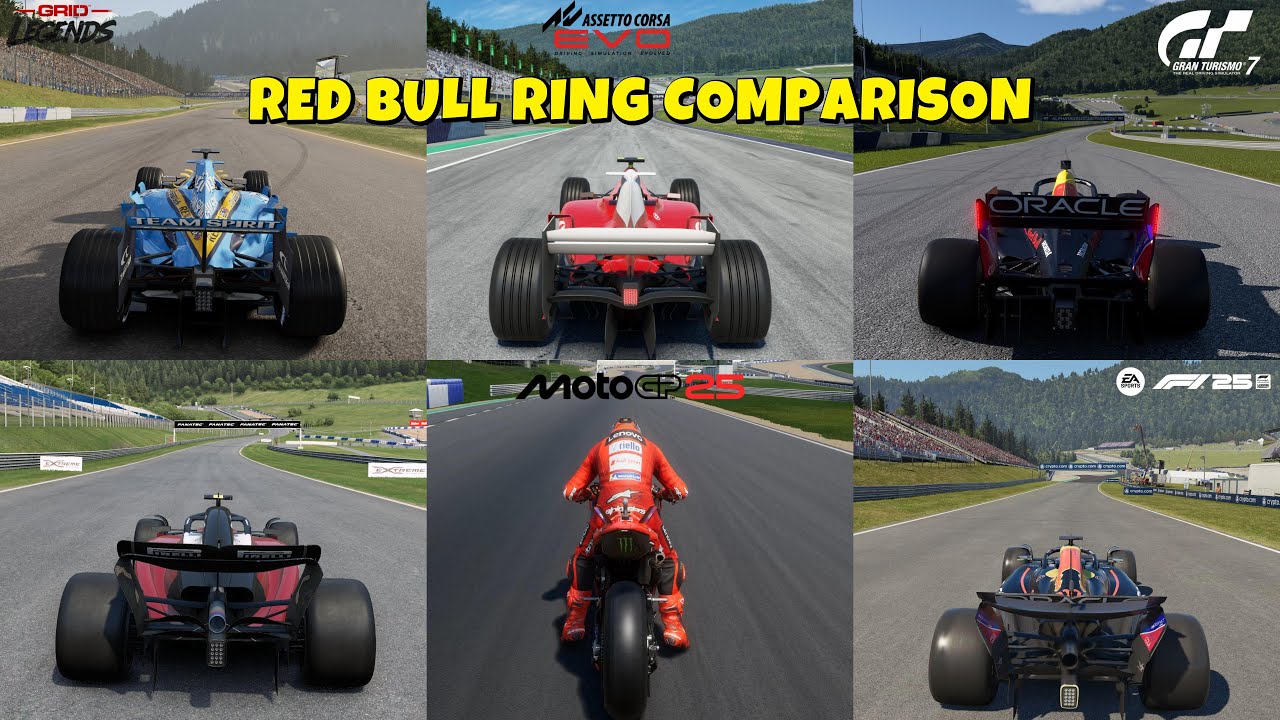 RED BULL RING GRAPHICS COMPARISON | ACE VS GT7 VS F125 VS GRID VS AM2 VS MOTOGP25 |