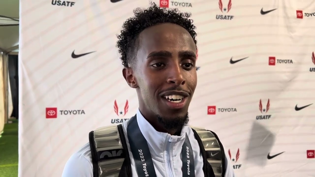 Abdihamid Nur after winning 2023 US 5,000m title