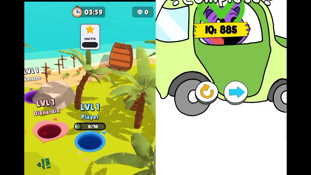 Help Monster 3 Tricky Puzzle vs Hole io Max All leaves game play 