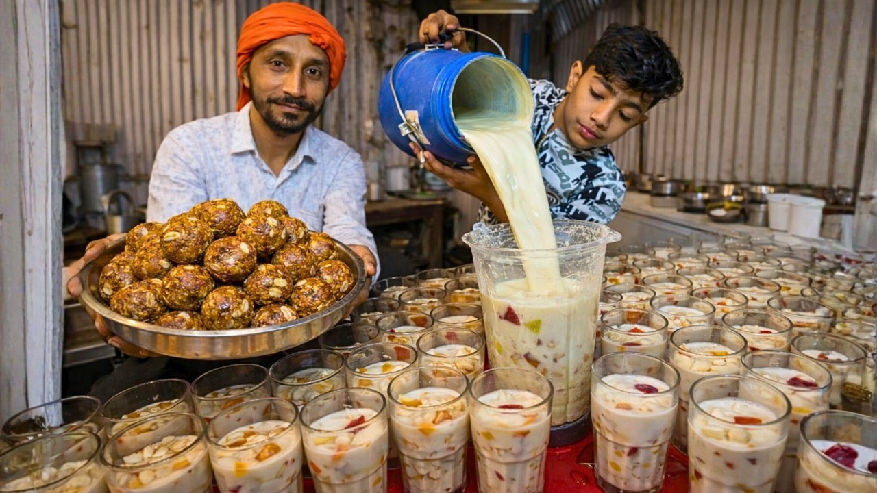 World’s Most Powerful Punch Milkshake | Mega Dry Fruit Laddu Making