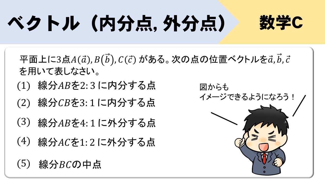 【ベクトル】内分点、外分点の位置ベクトルの表し方をイチから！
