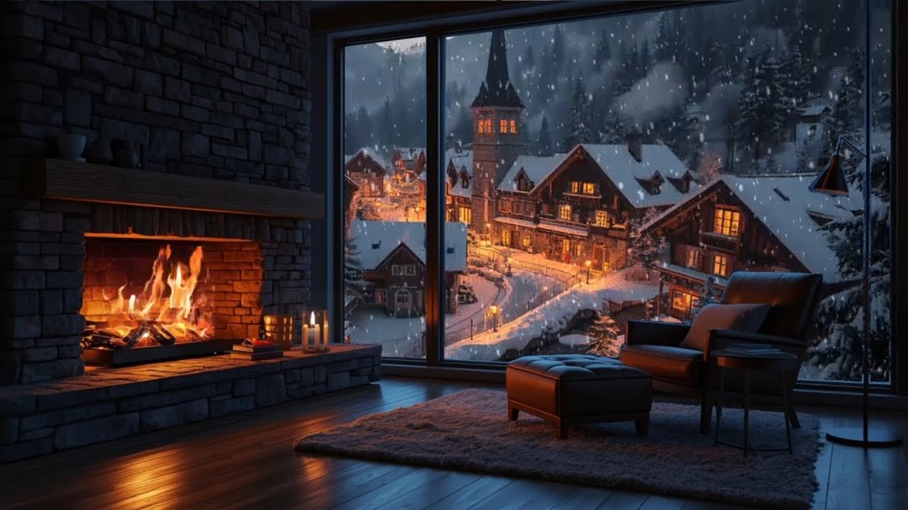 Stress Relief crackling Fire  Sounds for Sleep | Cozy Winter  Fireplace Ambience Live
