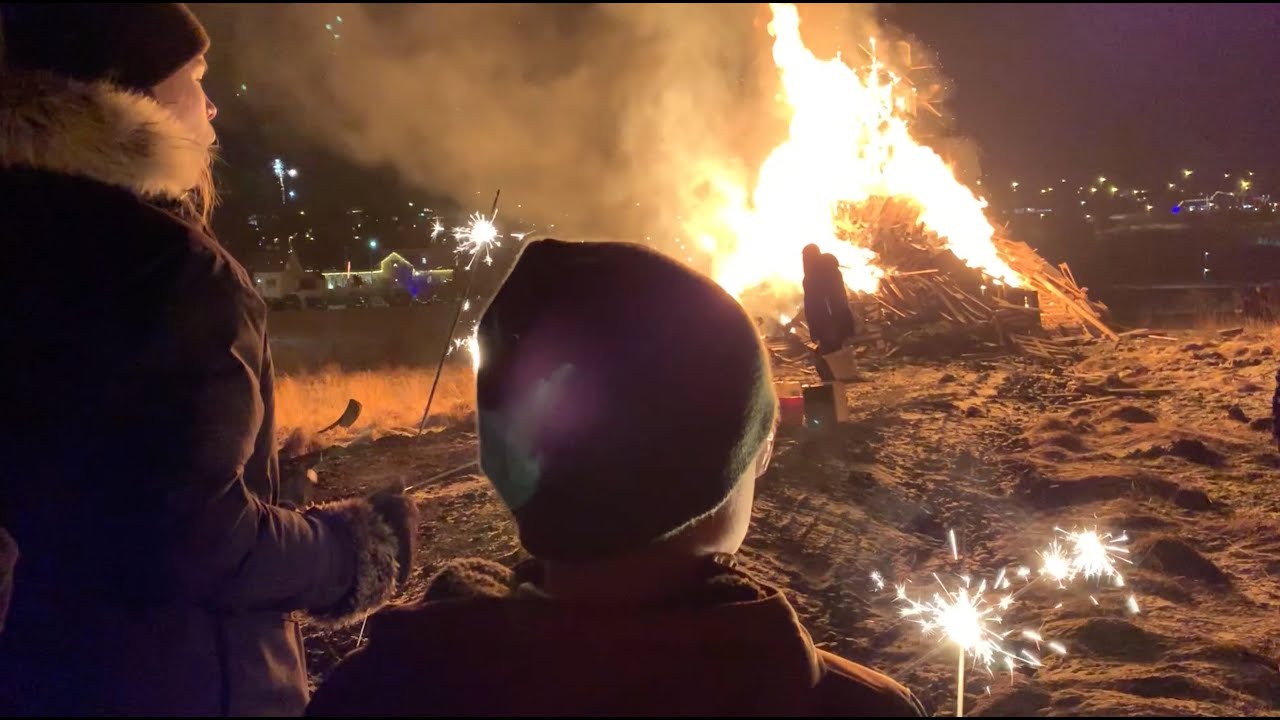 Traditional Icelandic New Year Eve - Bonfire
